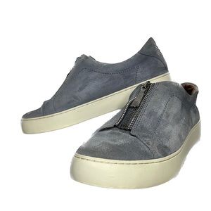 Frye Lena blue suede leather low top zip women sneaker size 9 M
